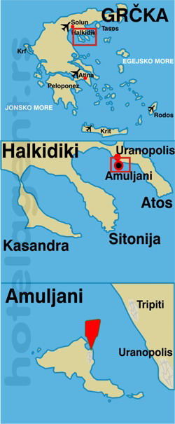 amuljani mapa Ostrvo Amuliani   Grčki Karibi   sa spostvenim prevozom amuljani mapa